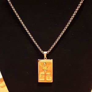 Prayer cross necklace ion played it yellow gold
